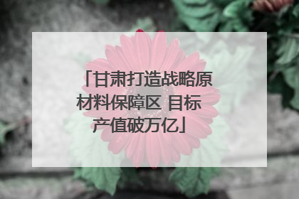 甘肃打造战略原材料保障区 目标产值破万亿