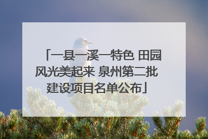 一县一溪一特色 田园风光美起来 泉州第二批建设项目名单公布