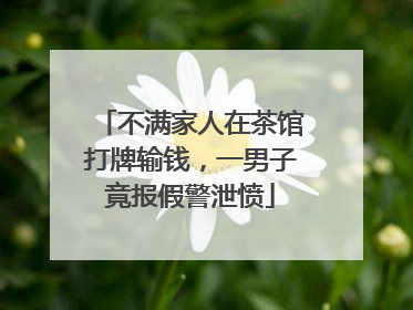 不满家人在茶馆打牌输钱，一男子竟报假警泄愤