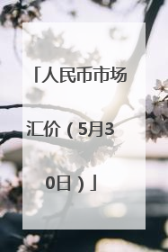 人民币市场汇价（5月30日）