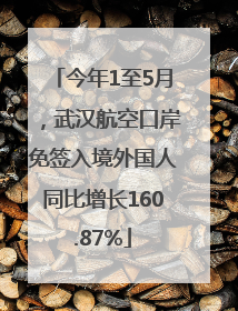 今年1至5月，武汉航空口岸免签入境外国人同比增长160.87%