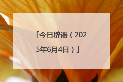 今日辟谣（2025年6月4日）