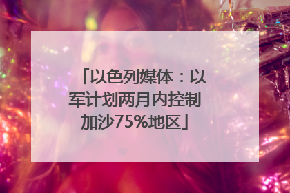 以色列媒体：以军计划两月内控制加沙75%地区