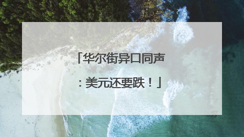 华尔街异口同声：美元还要跌！