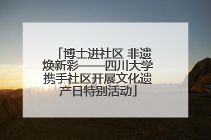 博士进社区 非遗焕新彩——四川大学携手社区开展文化遗产日特别活动