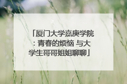 厦门大学嘉庚学院：青春的烦恼 与大学生哥哥姐姐聊聊