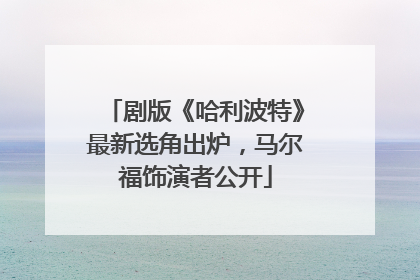 剧版《哈利波特》最新选角出炉，马尔福饰演者公开