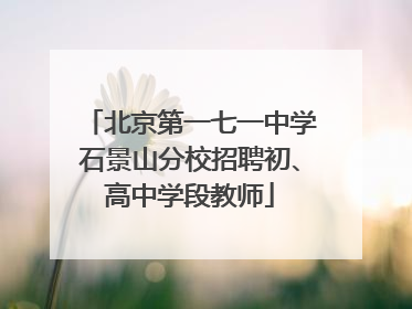 北京第一七一中学石景山分校招聘初、高中学段教师