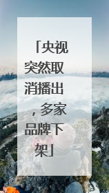央视突然取消播出，多家品牌下架