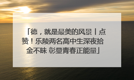 德，就是最美的风景丨点赞！乐陵两名高中生深夜拾金不昧 彰显青春正能量