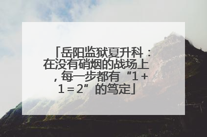 岳阳监狱夏升科：在没有硝烟的战场上，每一步都有“1＋1＝2”的笃定