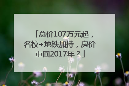 总价107万元起，名校+地铁加持，房价重回2017年？