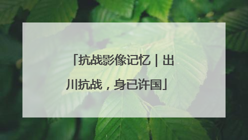 抗战影像记忆｜出川抗战，身已许国