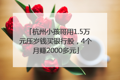 杭州小孩哥用1.5万元压岁钱买银行股，4个月赚2000多元