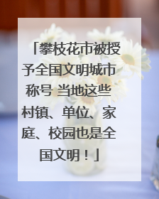 攀枝花市被授予全国文明城市称号 当地这些村镇、单位、家庭、校园也是全国文明！