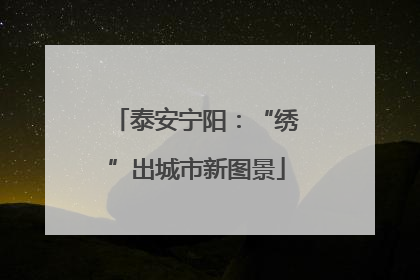 泰安宁阳：“绣”出城市新图景