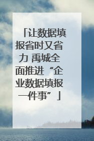 让数据填报省时又省力 禹城全面推进“企业数据填报一件事”