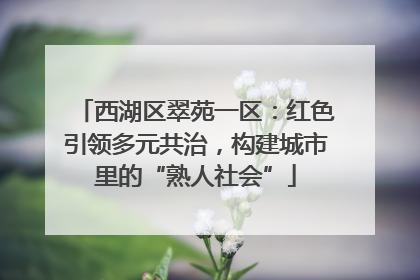 西湖区翠苑一区：红色引领多元共治，构建城市里的“熟人社会”