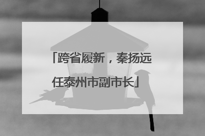 跨省履新，秦扬远任泰州市副市长