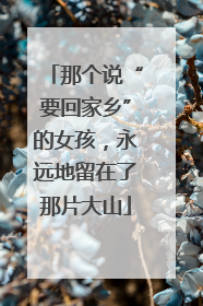 那个说“要回家乡”的女孩，永远地留在了那片大山