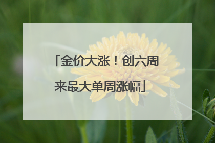 金价大涨！创六周来最大单周涨幅