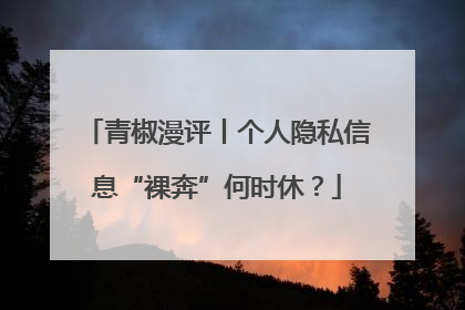 青椒漫评丨个人隐私信息“裸奔”何时休？