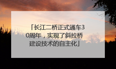 长江二桥正式通车30周年，实现了斜拉桥建设技术的自主化