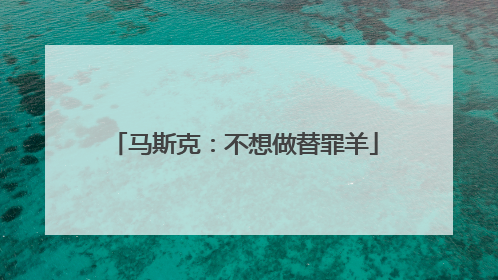 马斯克：不想做替罪羊
