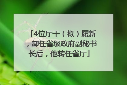 4位厅干（拟）履新，卸任省级政府副秘书长后，他转任省厅